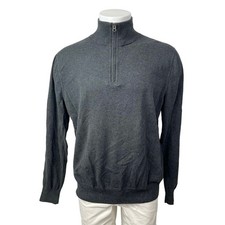 J.Crew Men's Gray Cashmere Quarter Zip Knit Long Sleeve Sweater Top Size XL