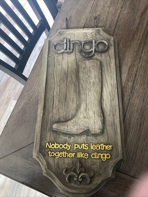 Vintage 1970s Dingo Boots Double Sided Hanging Store Display Sign Rare