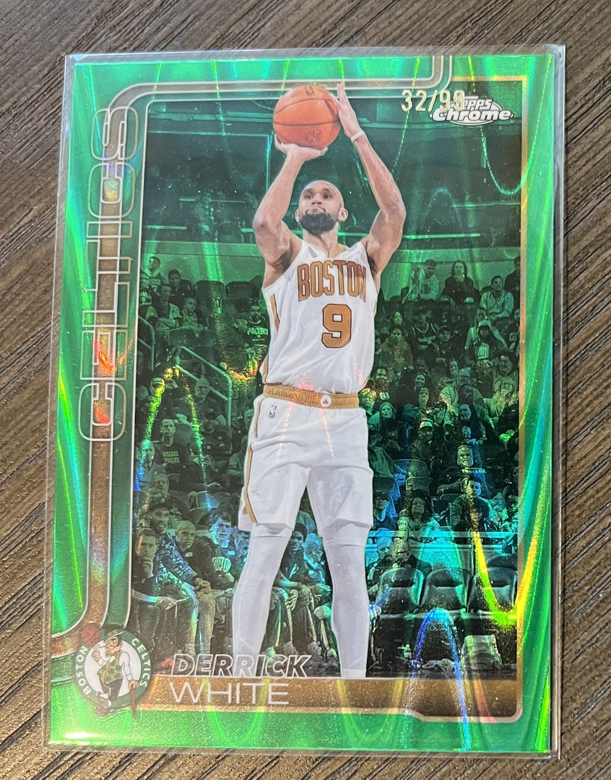 2025-26 Topps Chrome Update Derrick White #71 Green RayWave Refractor /99 error