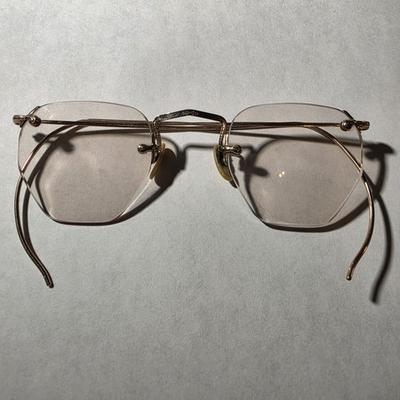 #ad Vintage American Optical 1 10 12K GF Rimless Eyeglasses Octagon Hexagon Wel Flex $49.98