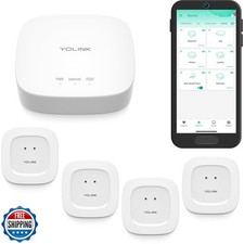 YoLink Smart Home Starter Kit: Hub and Water Leak Sensor 4-Pack, SMS/Text,