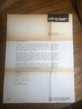 Letter from Sinclair Research to Customer regarding Sinclair QL Computer image