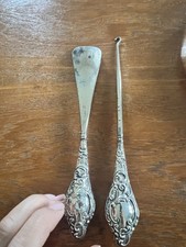 Antique 1906-7 Victorian Sterling Silver Shoe Button Hook & Shoe Horn Hallmarked