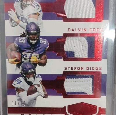 2018 Panini Plates & Patches Stalwart Trios Thielen Cook Diggs #TT-ADS /10 (MEM 