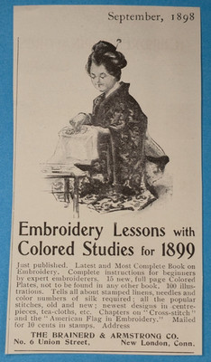 Antique 1898 Magazine Ad THE BRAINERD & ARMSTRONG CO. Embroidery Lessons CT