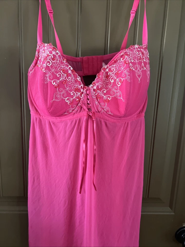 Cacique 22/24 Rosa Babydoll Halter Chemise Dormir Ropa de Salón Lencería Camisón Foto 3 de 4