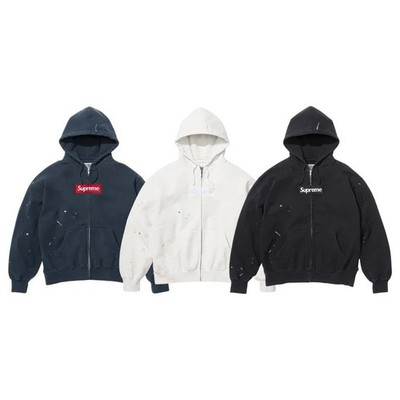 Supreme MM6 Maison Margiela Box Logo Zip Up Hooded Sweatshirt Navy