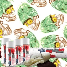 MYDIPKIT Hydro Dipping Water Transfer Print KIT LL-117 Metallic Skulls Green