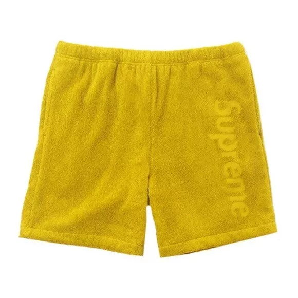 Supreme Yellow Terry Cloth Logo Shorts