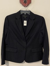 Ann Taylor Womens Size 4 Black Dotted Wool Blend Button-Up Suit Jacket NWT A5598