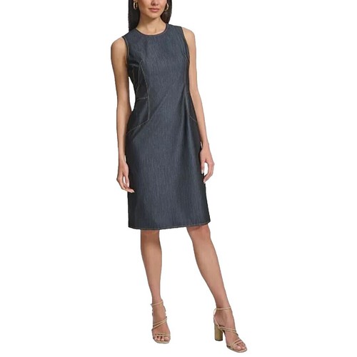 Calvin Klein Womens Sleeveless Toggle V-Neck Cutout Navy Blue Dress Size 6  EUC | eBay