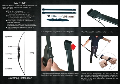 30-40lb 54" Takedown Recurve Bow Longbow Adult Archery target Bow and arrows set - Picture 6 of 10