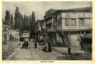 Eine Straße in Stambul Grafik von unbekannter Hand von 1912