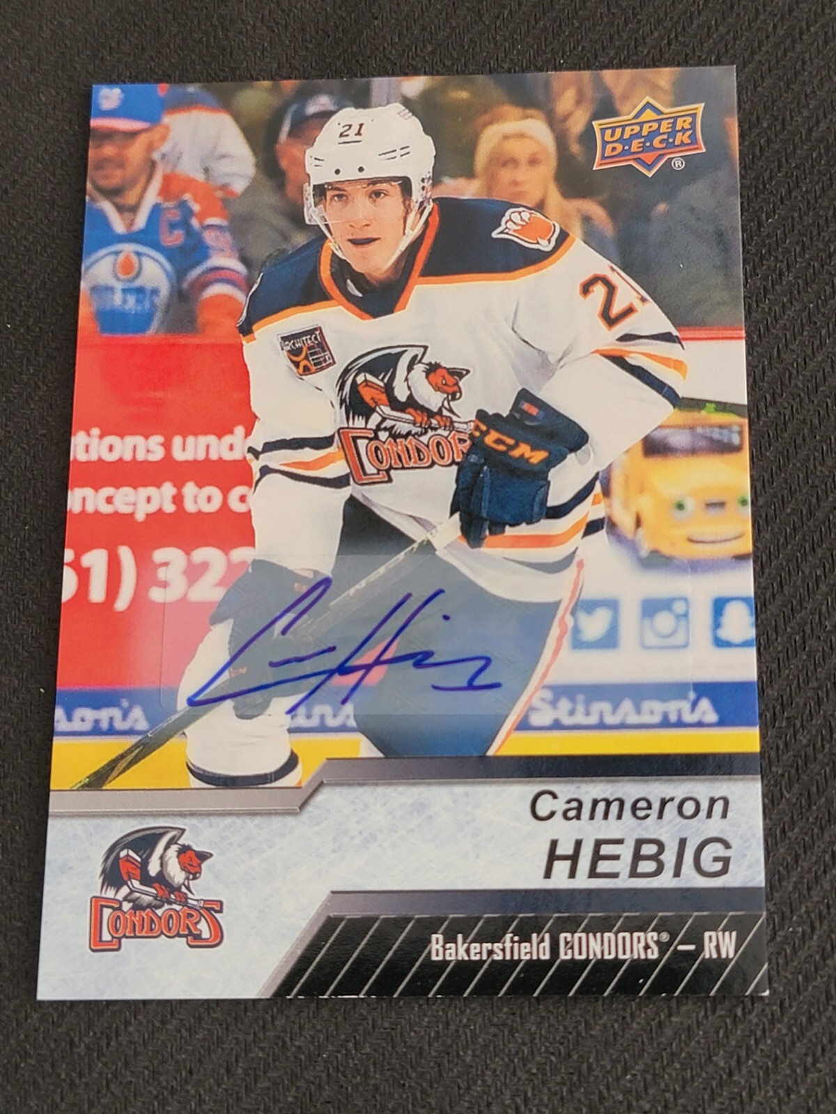 201819 Upper Deck UD AHL CAMERON HEBIG 97 Auto Autograph BAKERSFIELD