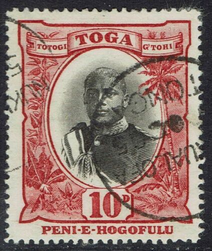 TONGA 1897 KING 10D WMK TURTLES USED - Afbeelding 1 van 2