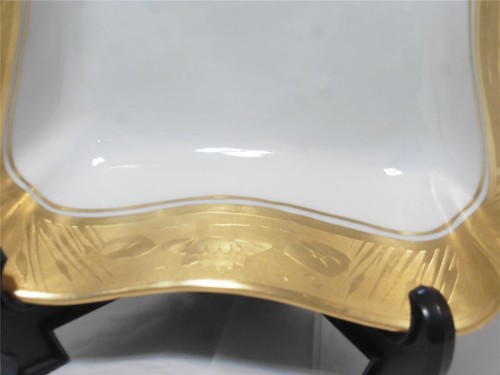 Vintage Gold Wheeling Lily Pads Square Bowl PMR Bavaria - Picture 3 of 7