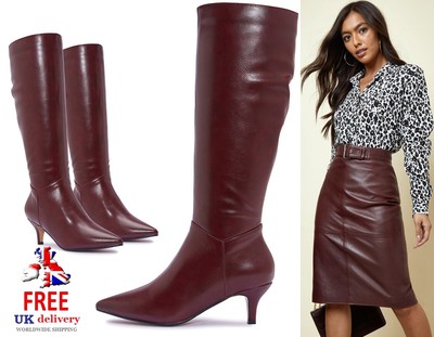 burgundy kitten heel boots