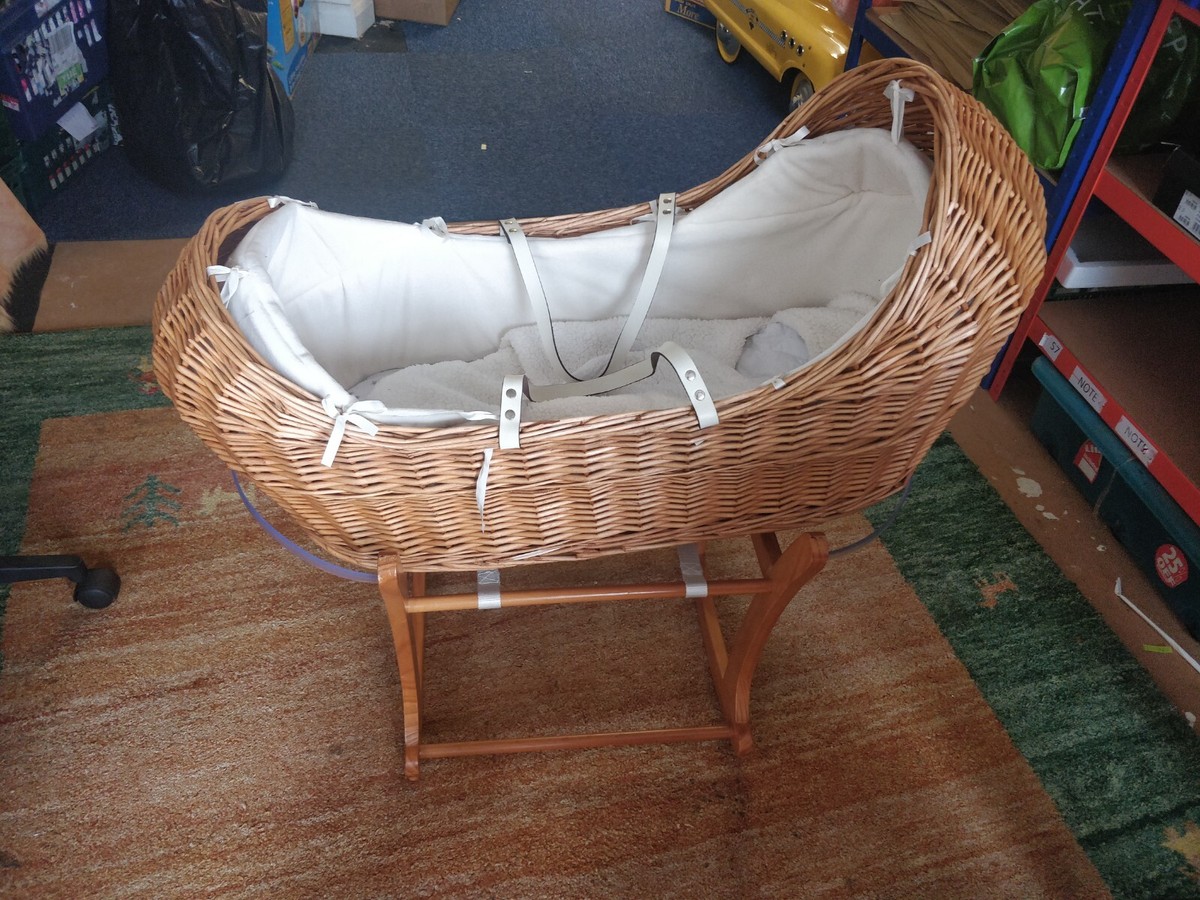 Wicker Baby Crib with Stand UK