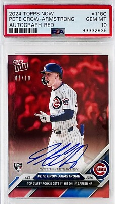 2024 Topps Now Pete Crow-Armstrong RC Auto Red SP #/10 1st Hit 