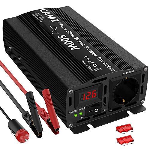 CAM2 Inverter a onda sinusoidale pura da 12 V a 220 V-240 V, 500 W, (n2u)