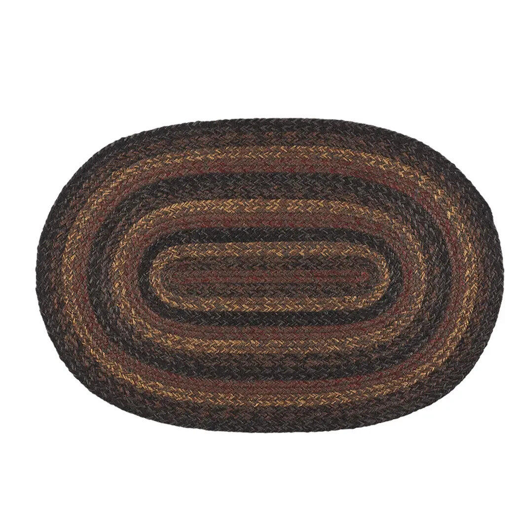 Slate Braided Area Rug By IHF Rugs. 4' x 6' Oval Rug. Burgundy, Black
