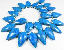 Blue Copper Turquoise Faceted Briolette Fancy Matched Beads 4 Pcs. 22x12 mm