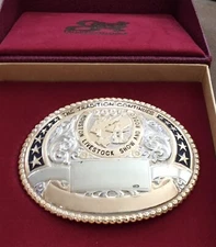 Rare Gist Silversmith 2004 Houston Livestock Show & Rodeo Trophy Belt Buckle #45