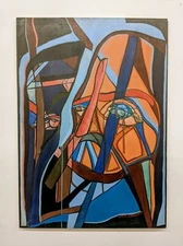 Vintage 4' DARIO ISOLICA Listed Argentina Artist Abstract Modernist Painting