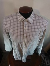 Michael Kors Button Up Shirt Mens 16 34-35 Checkered White dress shirt
