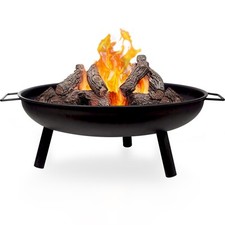 23" Large Round Steel Fire Pit Garden Patio Camping Heater Burner Bowl BBQ Gril
