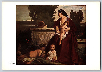 Postcard German Feuerbach Römische Mutter mit Kindern mother w/ children Vtg