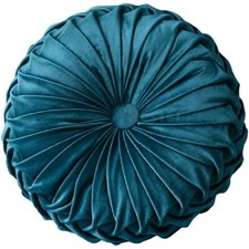 Blue Velvet Round Cushion In Packaging. Meditation Cushion. Floor pillow