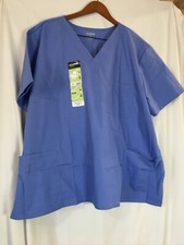 New ScrubStar Unisex V-Neck Scrub Top Shirt Blue size M