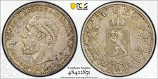 1900 Norway Oscar II Silver 50 Ore, PCGS AU-55