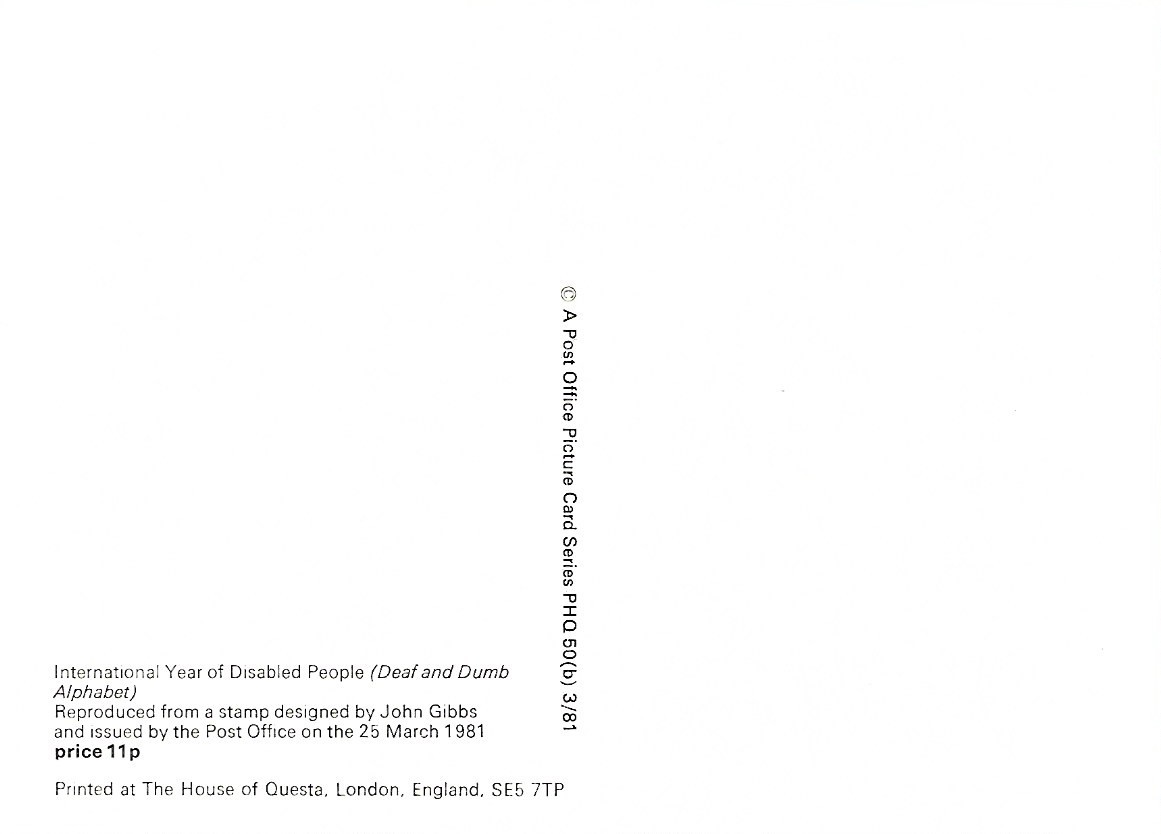 POST OFFICE STAMP POSTCARD INTERNATIONAL YEAR OF DISABLED PEOPLE (deaf