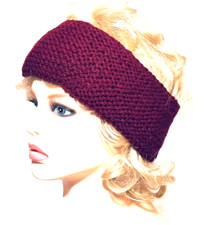 Dark Red Burgundy Headband Ear Warmer New Hand Knitted Outdoor Fashion