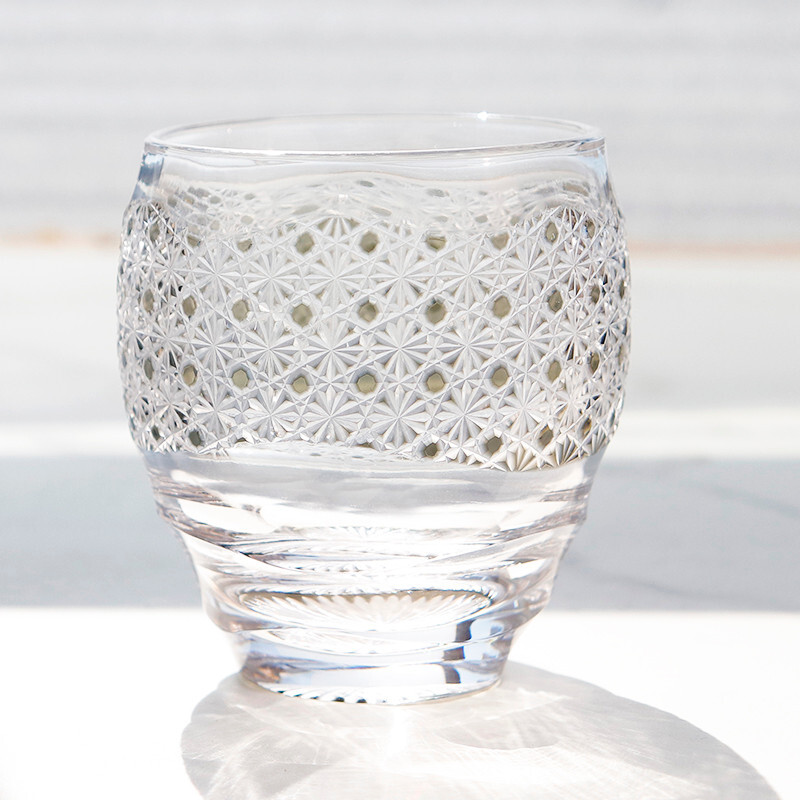 Crystal Whiskey Glass Tumbler Handmade Glassware Japanese Style Edo Kiriko 10oz