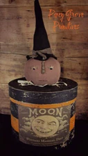 Primitive Style Halloween Pumpkin Paper Pulp Box Witches Magical Dust Prop OOAK