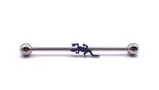Gecko industrial ear bar ear cartilage lizard mid way surgical steel 38 mm