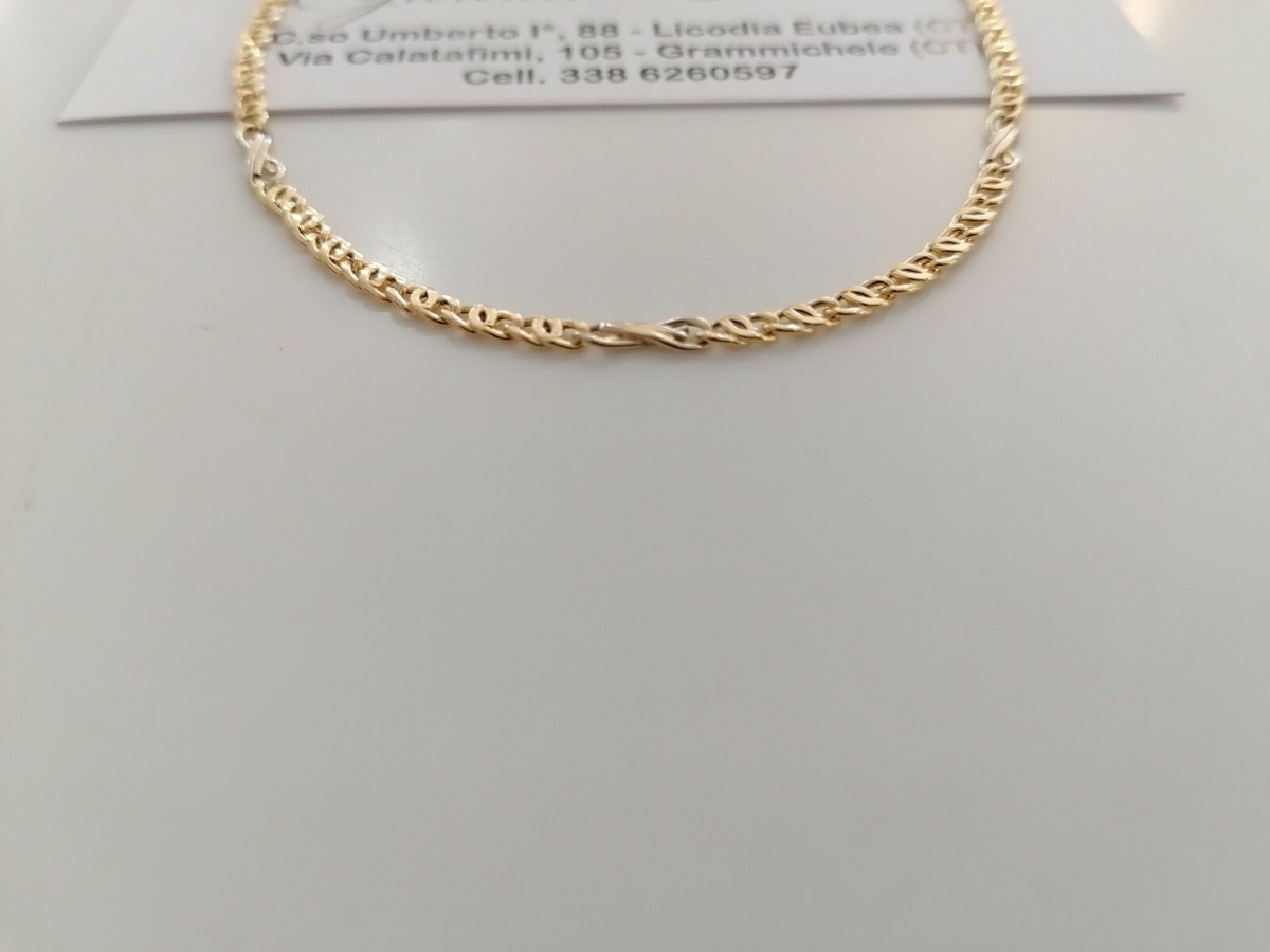 Chaîne Collier Homme/femme En Or 18K 750‰ - Maille Solide - Bicolore Jaune/blanc - 50cm - Italie