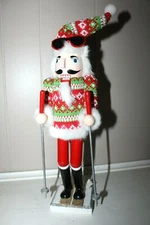 CHRISTMAS WOODEN NUTCRACKER 15" MALE SKIER