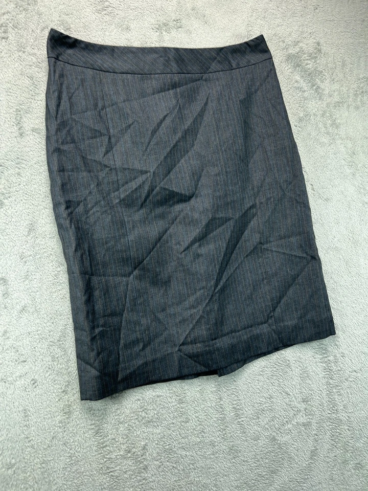Merona Suit Skirt Womens 10 Gray Blue Pinstripe Wool Blend Lined Career Ladies - Image 4 of 4