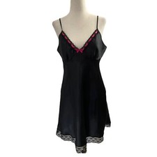 Apt. 9 Black Satin Sleepwear Lingerie Dress Women Size Medium 10-6