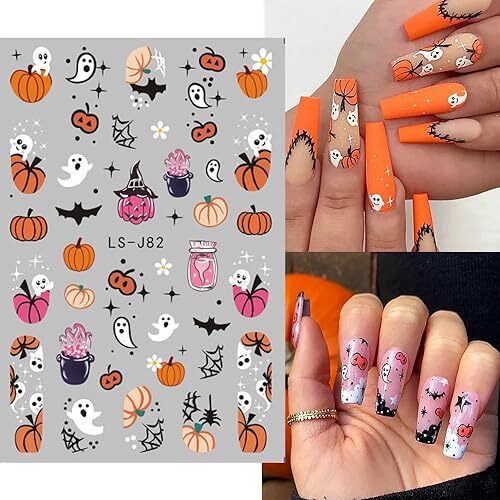 Halloween Nagelsticker (8 Blätter) – Mit Geistern & Gruselmotiven – Selbstklebend Für Nail Art