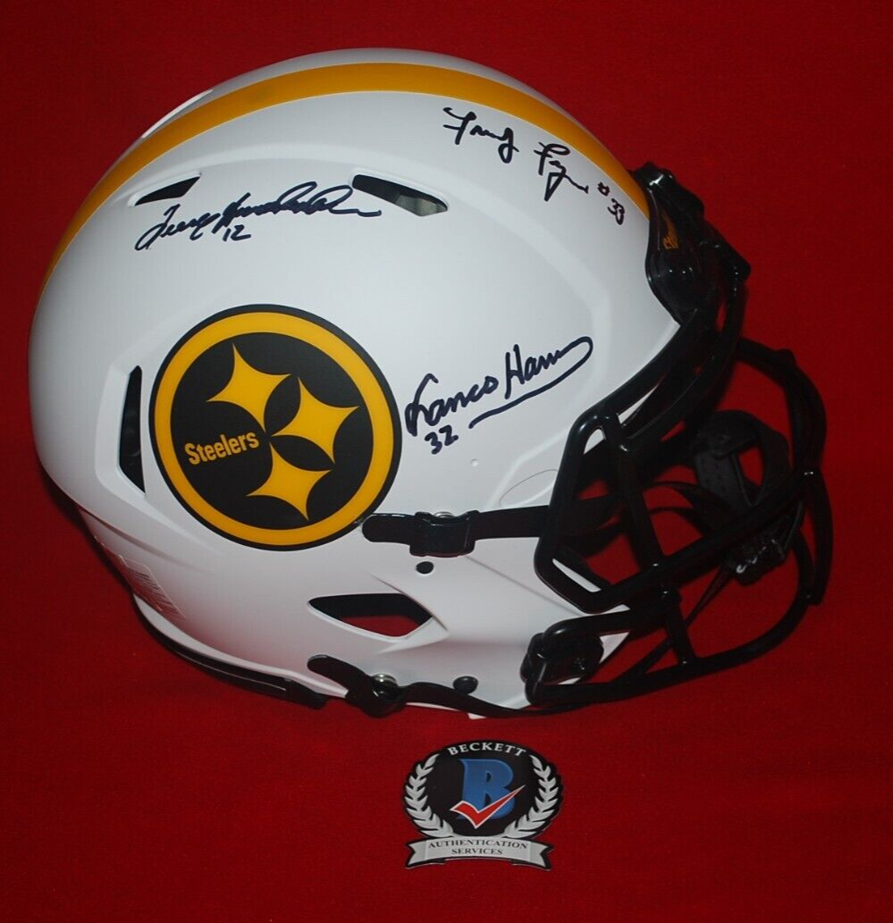 TERRY BRADSHAW Autographed Signed Pittsburgh Steelers BRADSHAW HARRIS FUQUA Steelers LUNAR Eclipse AUTHENTIC FULL SIZE BAS 