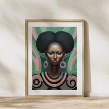 Afrocentric Art, Black Woman, Abstract  Hip Hop Digital Wall Art Poster Decor