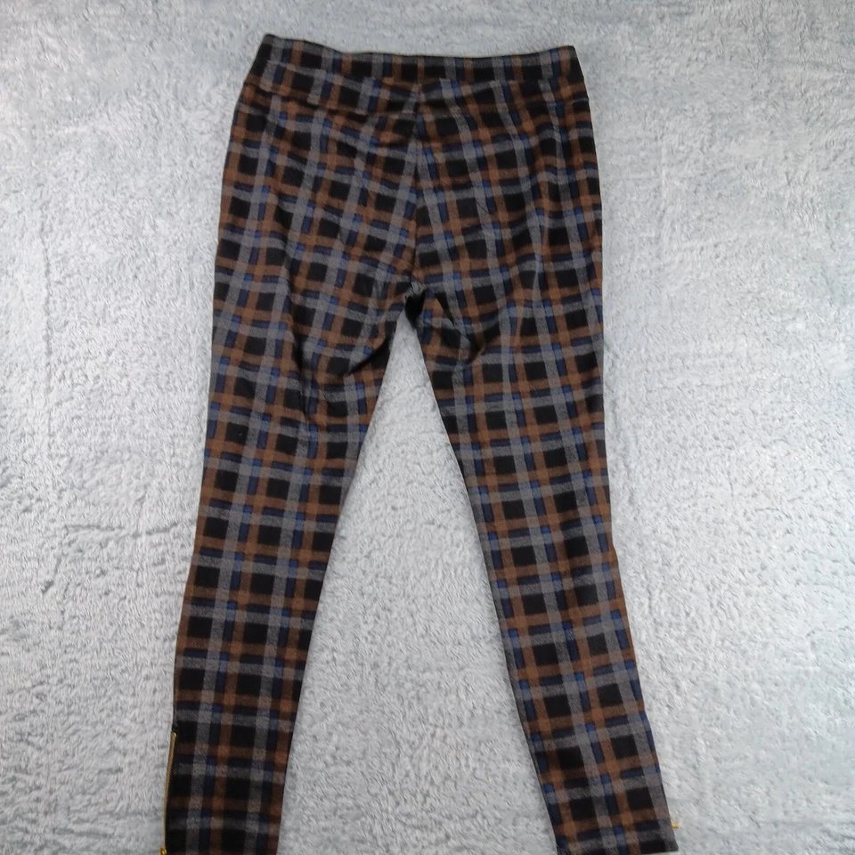 Pantalones de chándal ajustados elásticos forrados a cuadros con cremallera al tobillo grandes Iman para mujer Foto 3 de 4