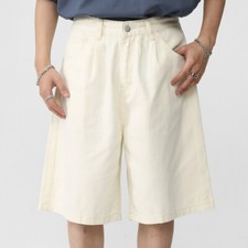 Homme Jambe Large Demi Pantalon Short Droit Poche Ample Décontracté Hip Hop Été