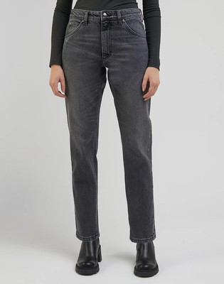 LEE - DAMEN RIDER SCHMALE GERADE DENIM JEANS VERBLASST SCHWARZ W28 L33 BRANDNEU MIT ETIKETT