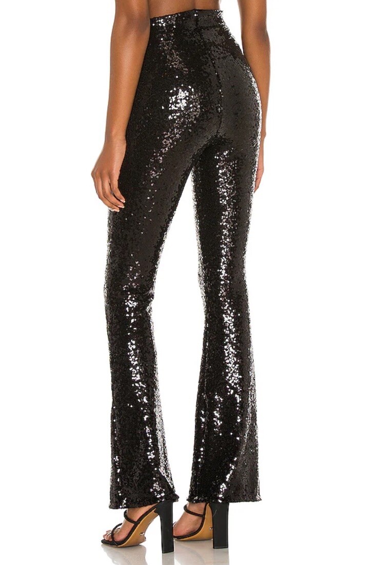 NEW Commando High Waist Sequin Flared Leggings - Black - Large image 3